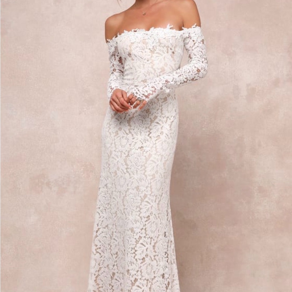 Lulu's White Lace Dress with Nude Lining - Picture 7 of 10